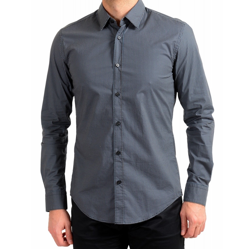 NWOT Hugo Boss Men’s Ronni Slim Fit Stretch Print Long Sleeve Shirt